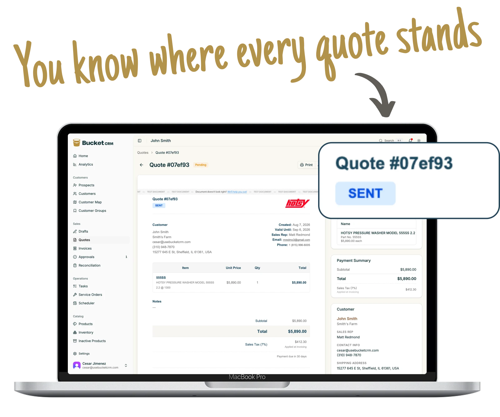 The open quotes holding stock on a single part.